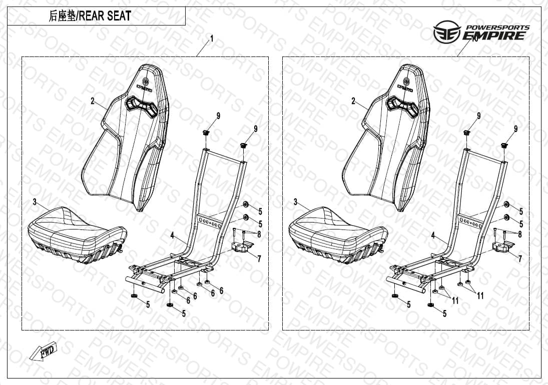 F13-2-B — REAR SEAT, RED