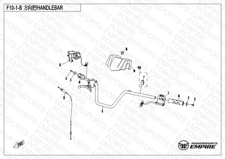 F10-1-B — HANDLEBAR(NO REAR VIEW MIRROR)