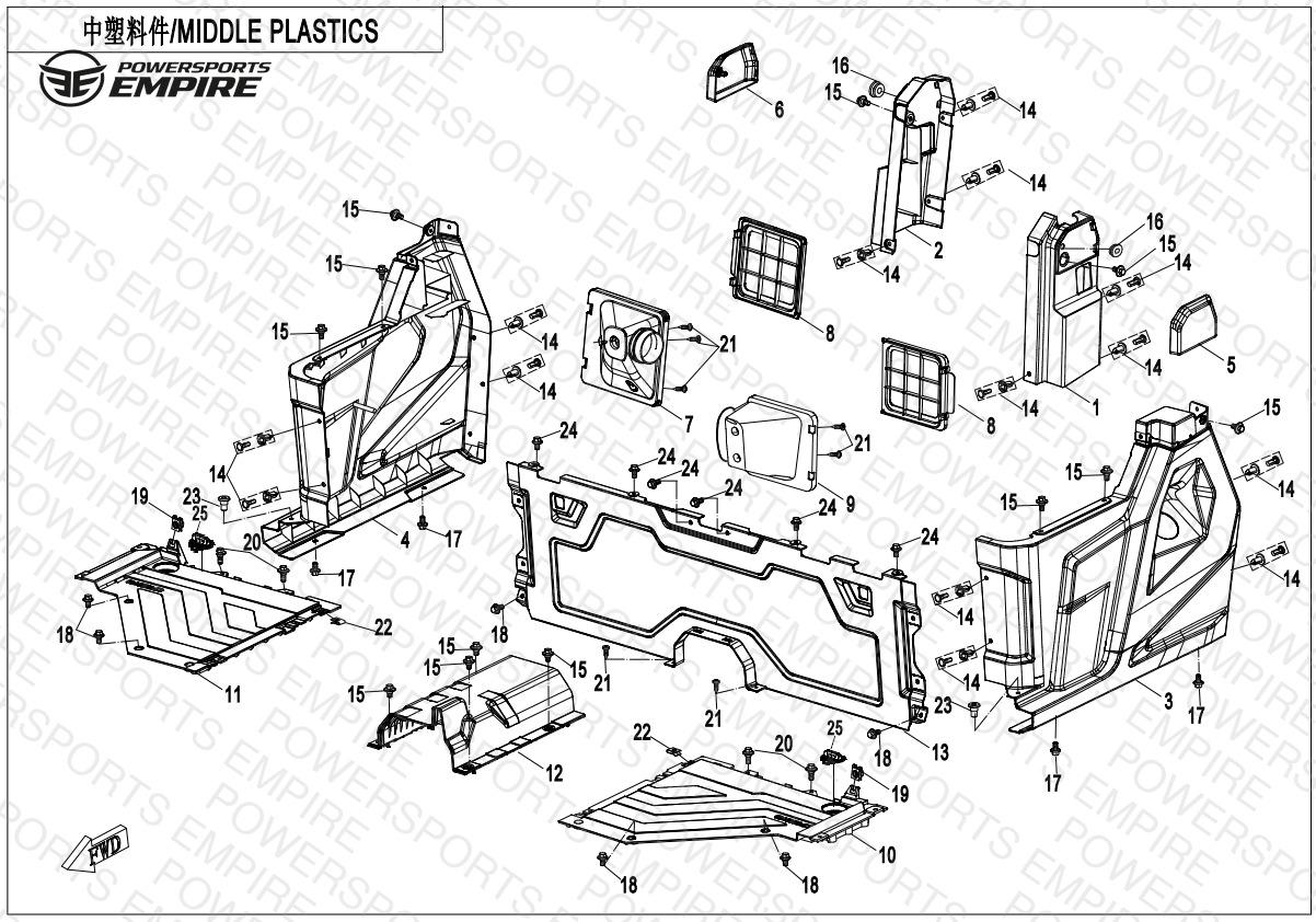 F04-3-B-V3 — MIDDLE PLASTICS(FOR NON SIDE DOORS)