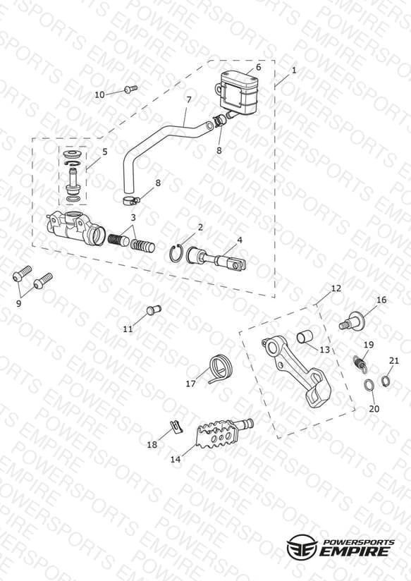 Rear Brake Master Cylinder, Reservoir & Pedal