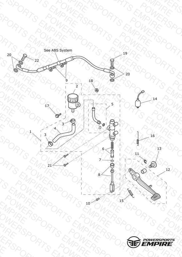 Rear Brake Master Cylinder, Reservoir & Pedal