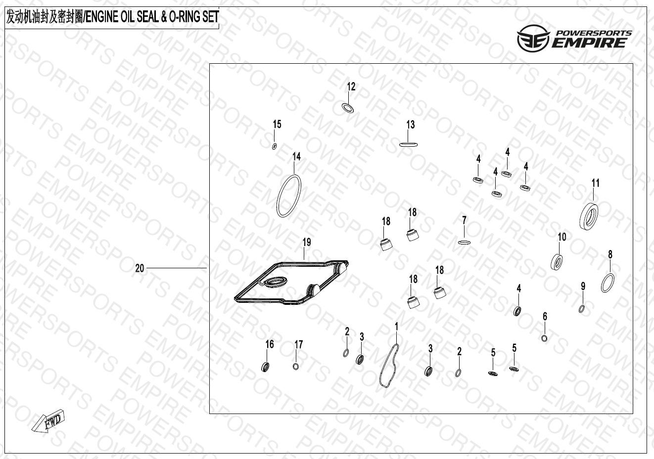 E19 — ENGINE OIL SEAL & O-RING SET