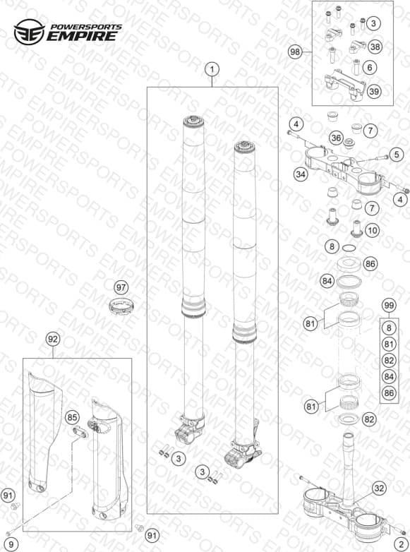 FRONT FORK, TRIPLE CLAMP