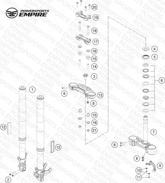 FRONT FORK, TRIPLE CLAMP
