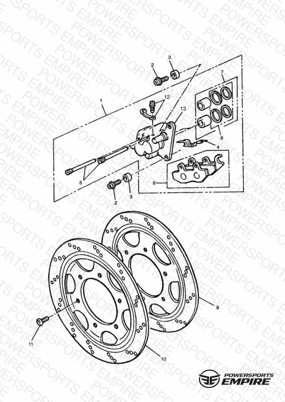 Front Brake Caliper and Disc 4 Cyl VIN»4901, 3 Cyl VIN»9082, Not first edition models