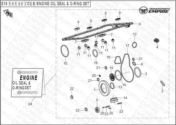 E19 — ENGINE OIL SEAL & O-RING SET