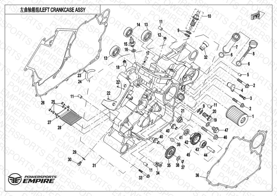 E01-1 — LEFT CRANKCASE ASSY.