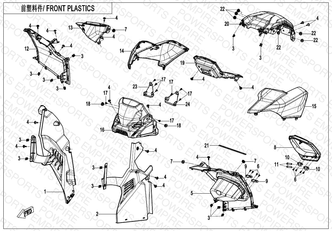 F04-2-A-V3 — FRONT PLASTICS 7" DASHBOARD