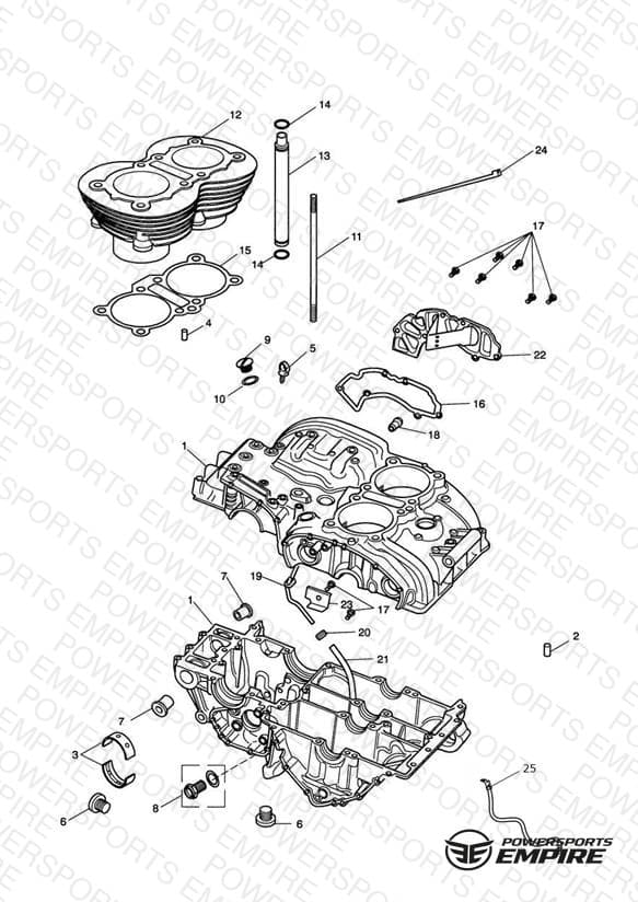 Crankcase & Fittings from Eng No 221609 (Except Eng No's 229407 to 230164)