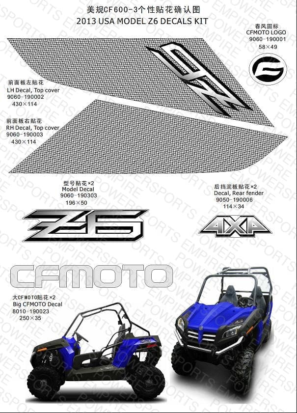 F36 — Z6 DECALS KIT(USA 2013 VERSION)