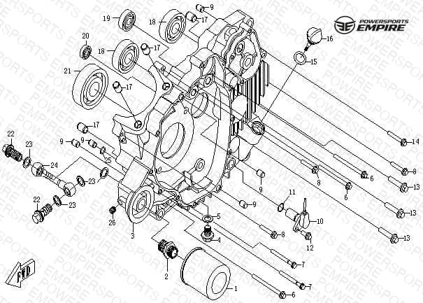 E02 — LEFT CRANKCASE