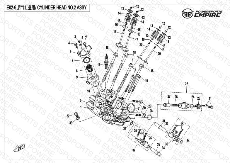 E02-6 — CYL HEAD NO.2 ASSY (TRANSMISSION END)