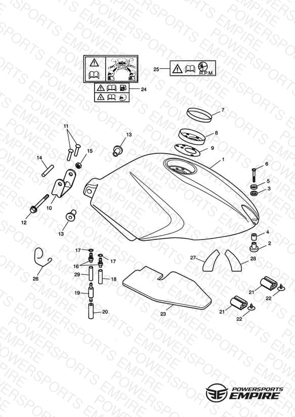Fuel Tank/Fuel Pump/Fittings >305059 Jet Blk/Neon Blue; >305222 Roulette Green; >305251 Fusion White