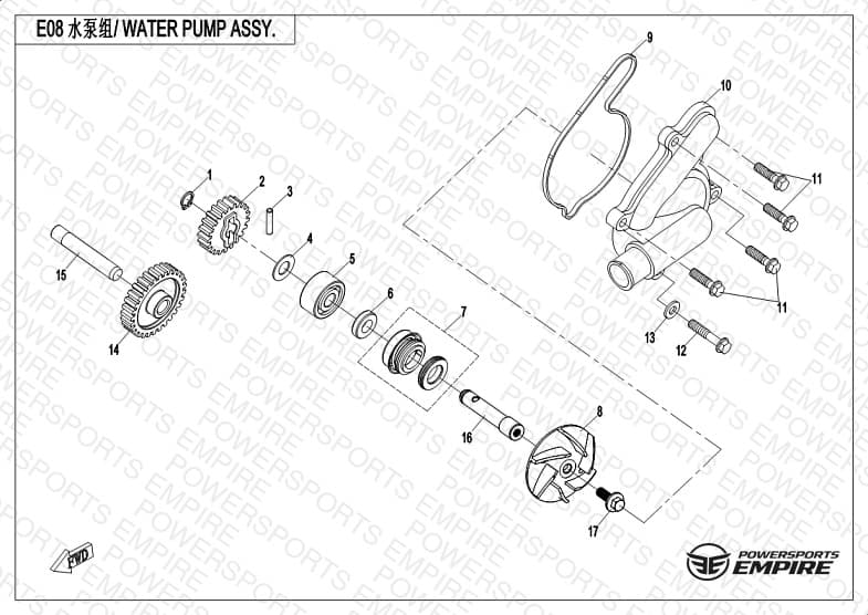 E08 — WATER PUMP ASSY.