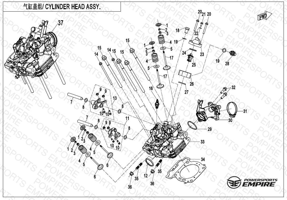 E02-2-B-V1 — CYLINDER HEAD ASSY.(MATCHED WITH FUEL VAPORIZATION SYSTEM)