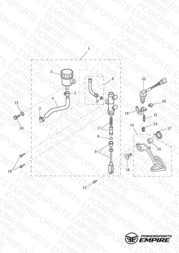 Rear Brake Master Cylinder, Reservoir & Pedal