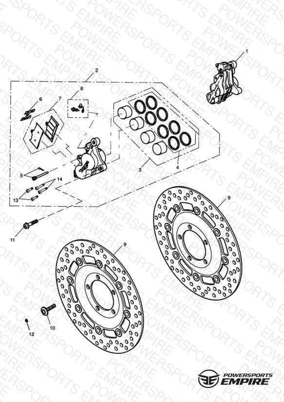 Front Brake Caliper & Discs