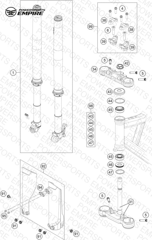 FRONT FORK, TRIPLE CLAMP