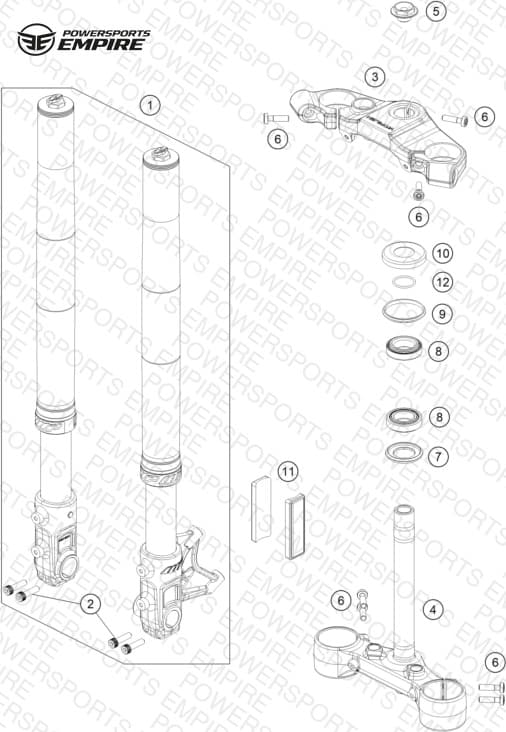FRONT FORK, TRIPLE CLAMP
