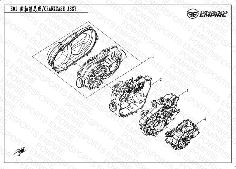 E01 — CRANKCASE ASSY