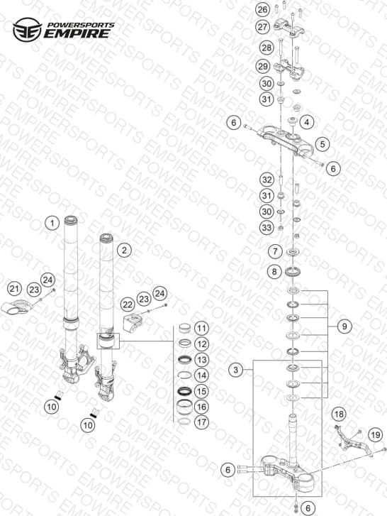 FRONT FORK, TRIPLE CLAMP
