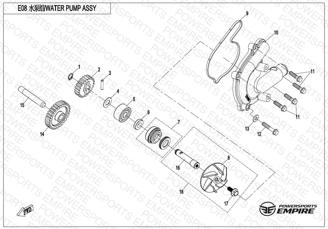 E08 — WATER PUMP ASSY.