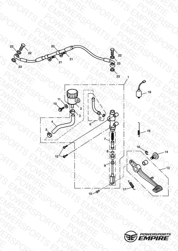 Rear Brake Master Cylinder, Reservoir & Pedal
