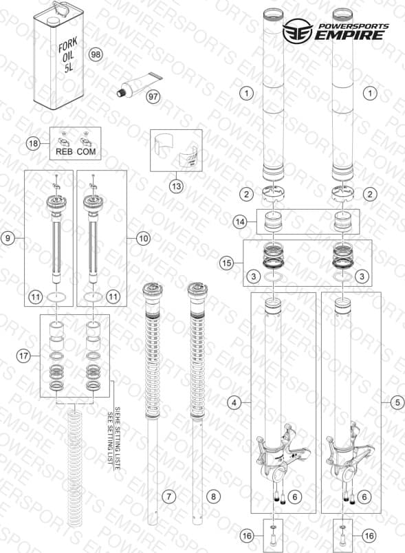 FRONT FORK DISASSEMBLED