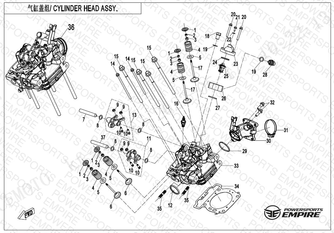 E02-2-B — CYLINDER HEAD ASSY.(WITHOUT FUEL VAPORIZATION SYSTEM)