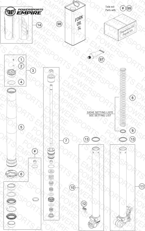 FRONT FORK DISASSEMBLED