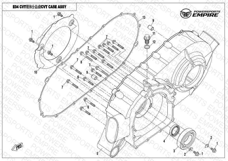E04 — CVT CASE ASSY