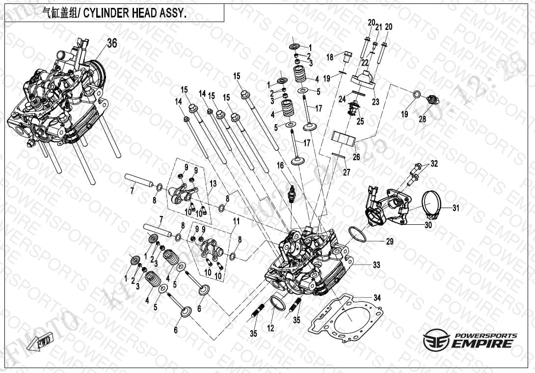 E02-2-B — CYLINDER HEAD ASSY.(WITHOUT FUEL VAPORIZATION SYSTEM)