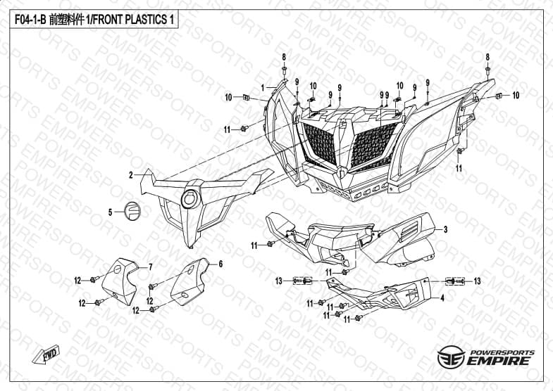 F04-1-B — FRONT PLASTIC (NO WINCH COVER)