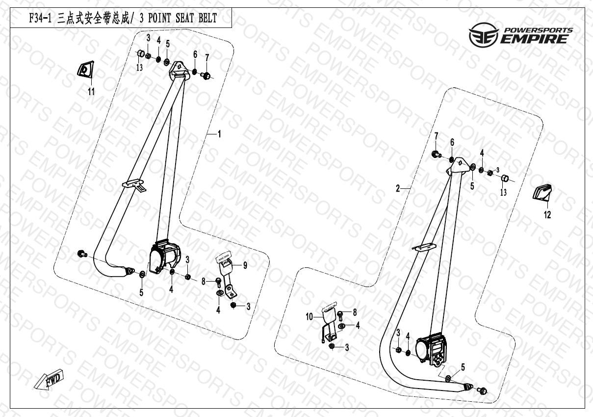 F34-1 — 3 POINT SEAT BELT