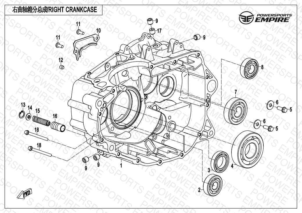 E01-1 — RIGHT CRANKCASE
