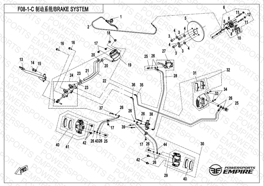 F08-1-C — BRAKE SYSTEM (SINGLE HOSE FRONT CALIPER)