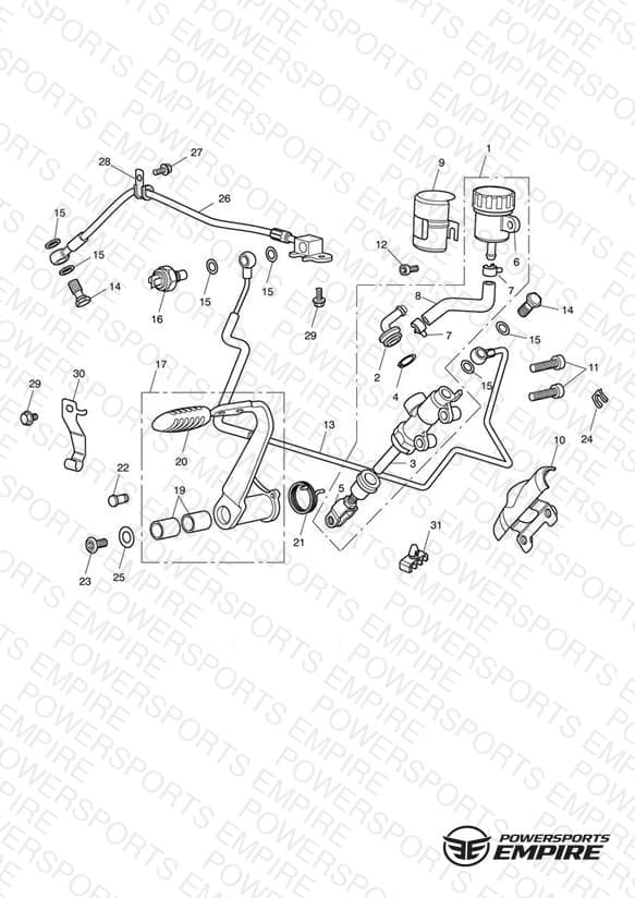 Rear Brake Master Cylinder, Reservoir & Pedal