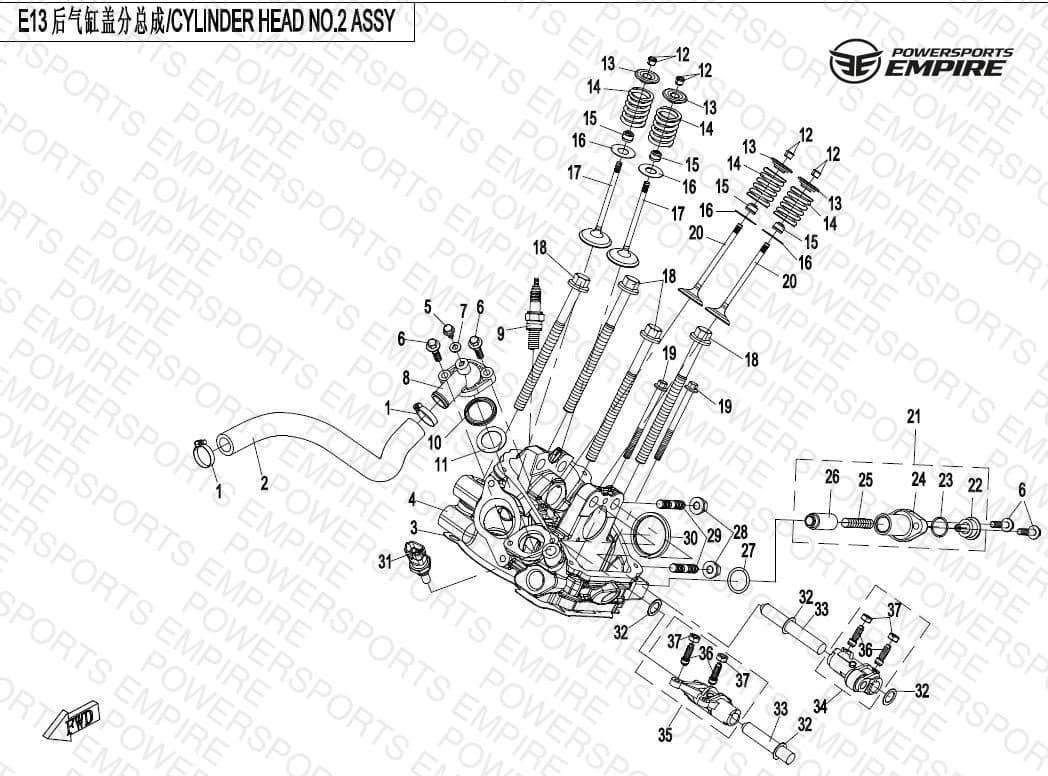 E13 — CYL HEAD NO.2 ASSY (TRANSMISSION END)