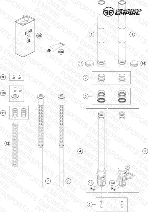 FRONT FORK DISASSEMBLED