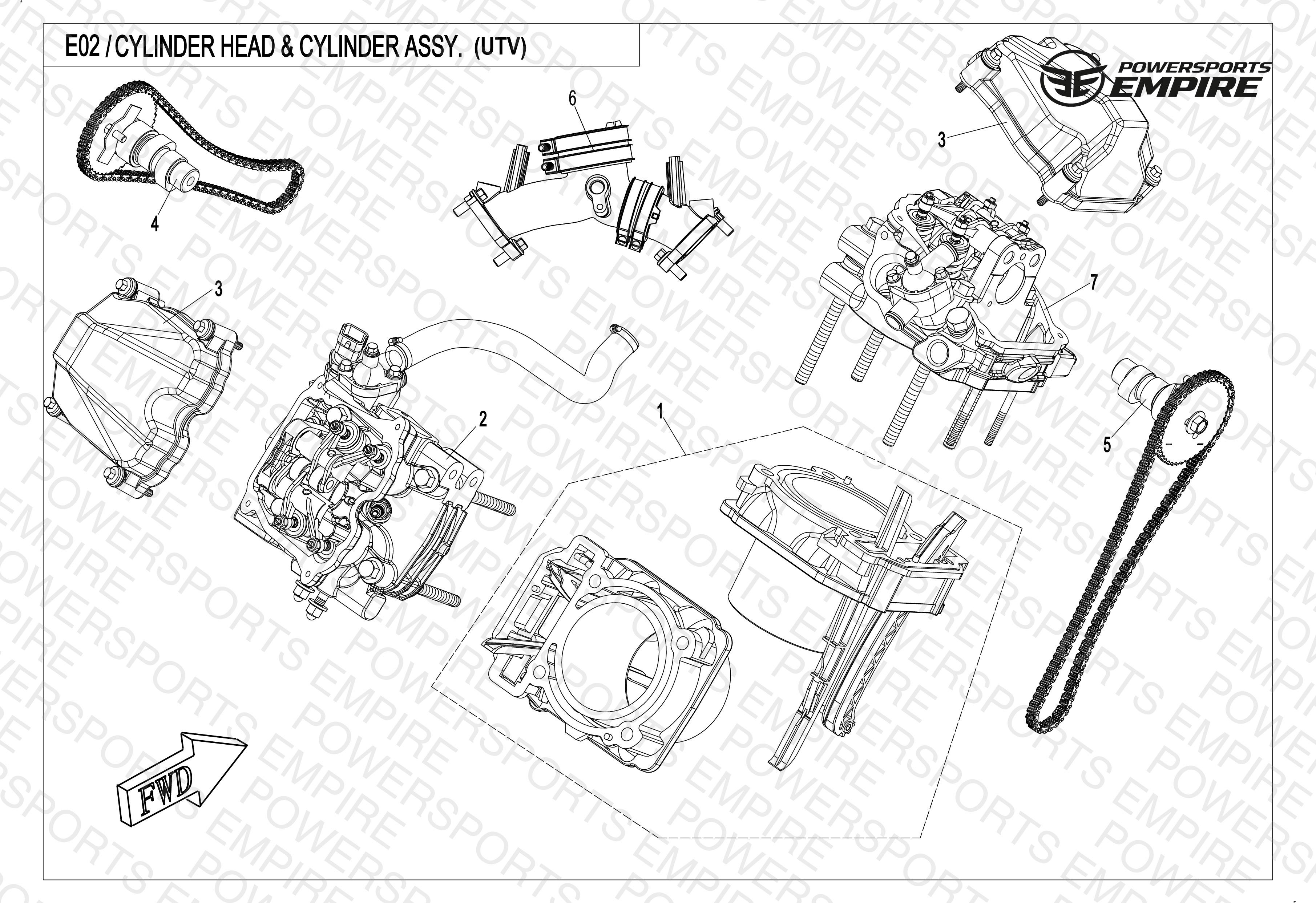 E02 — CYLINDER HEAD AND CYLINDER ASSY.