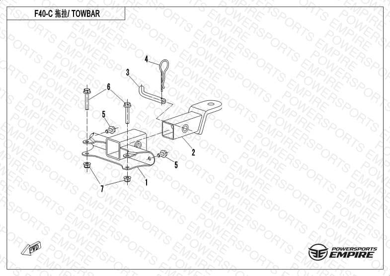 F40-C — TOWBAR (SPLIT, WITHOUT HITCH BALL)