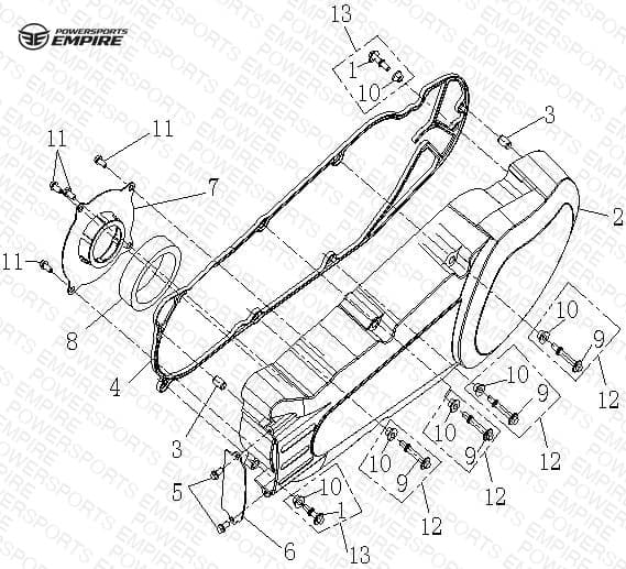 E01-2 — LEFT SIDE COVER ASSY