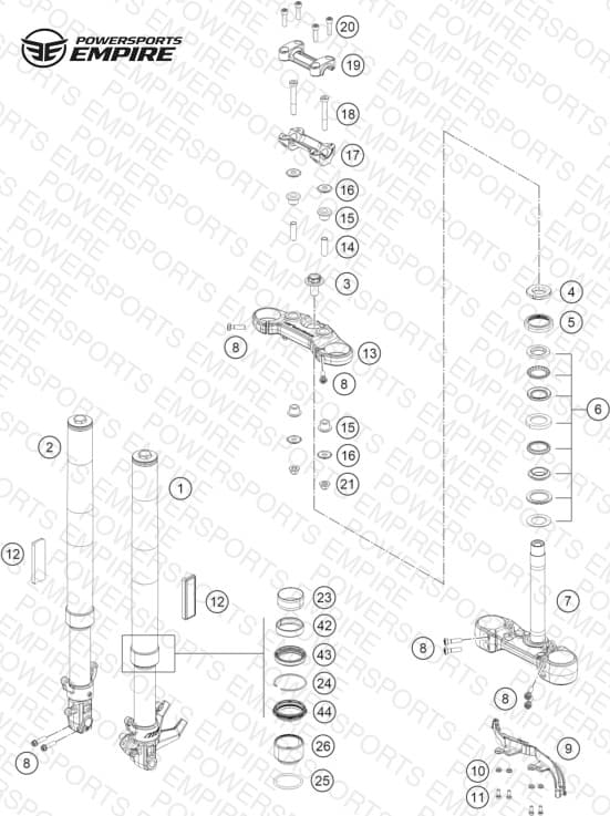 FRONT FORK, TRIPLE CLAMP