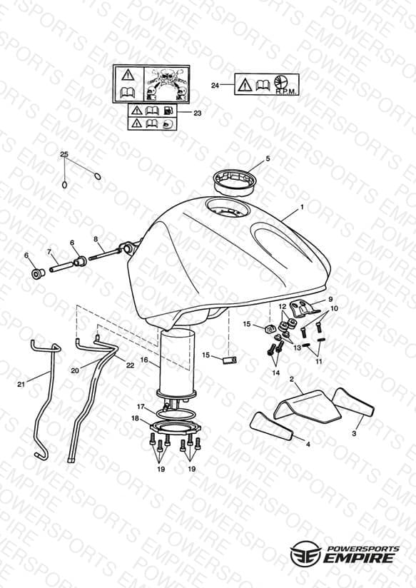 Fuel Tank, Fuel Pump & Fittings >388957, Black Tanks; >389422, Green Tanks; >388884, White Tanks
