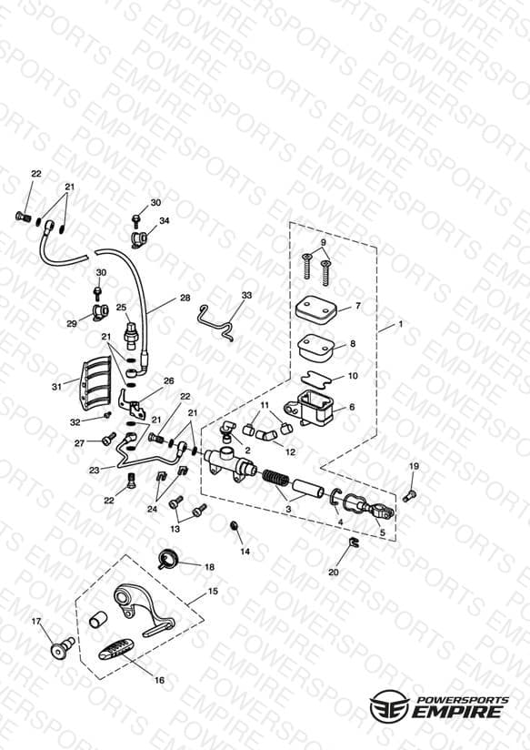 Rear Brake Master Cylinder, Reservoir & Pedal - Rocket III & Classic