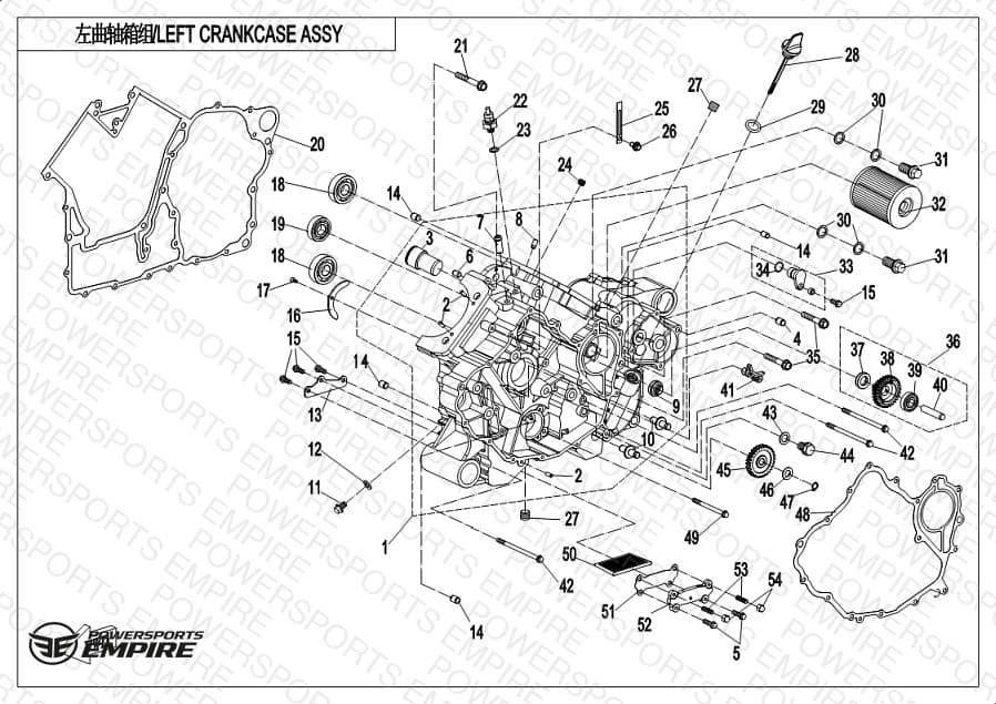 E01-1-V3 — LEFT CRANKCASE ASSY