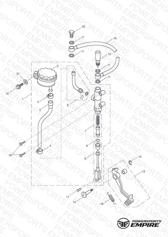 Rear Brake Master Cylinder, Reservoir & Pedal