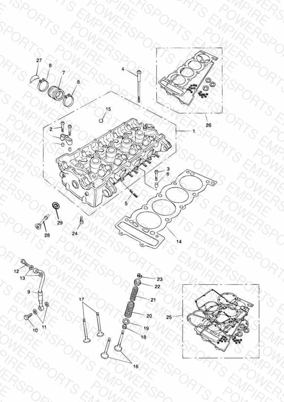 Cylinder Head and Valves 4 Cylinder Black