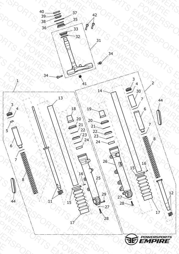 Front Forks & Lower Yokes - 914973 > All Expt BR & IN, 917475 > BR & IN Only