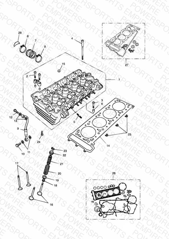 Cylinder Head and Valves 4 Cylinder Grey